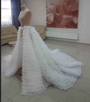 Detachable Wedding train, Removable train, Bridal hippie overskirt , ruffle bridal train-FrenzyAfricanFashion.com