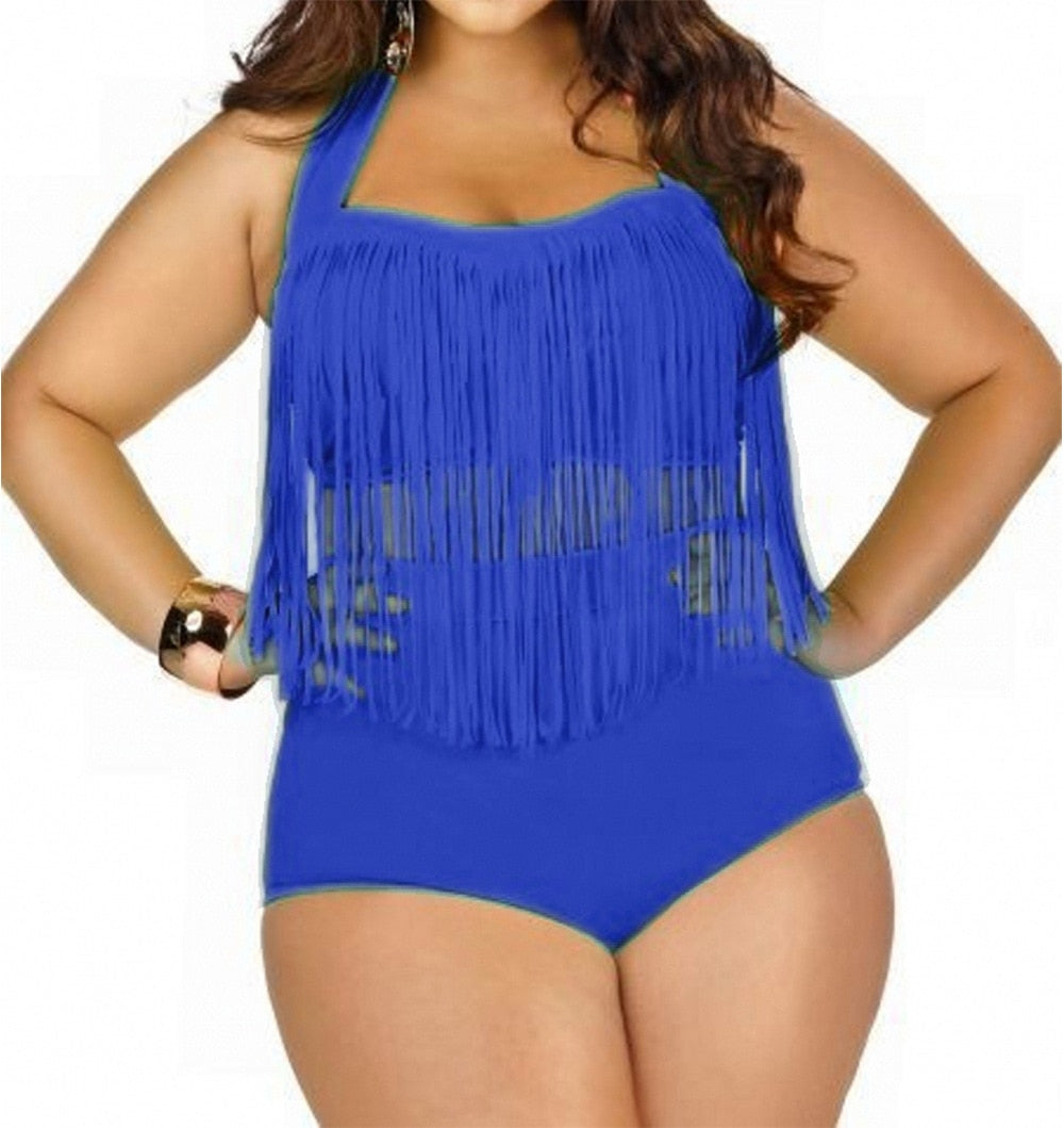 Plus Size Tassels Bikinis High Waist Women Bra Bikini Beachwear-FrenzyAfricanFashion.com