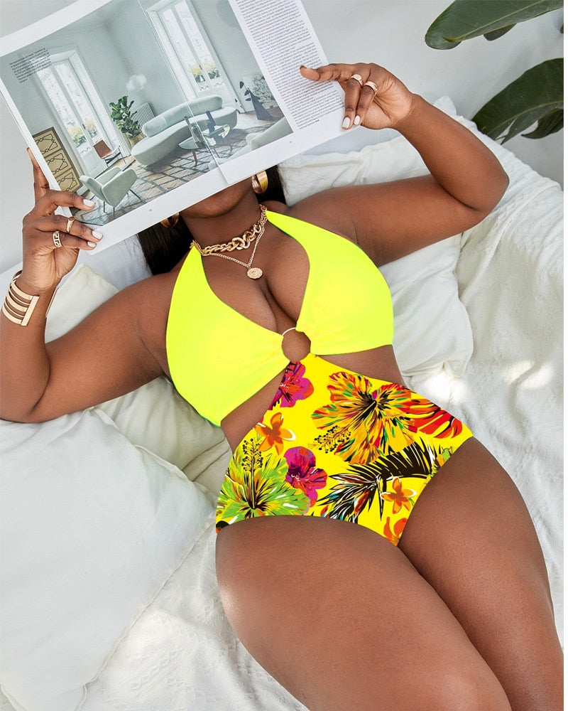 Plus Size Swimsuits Ladies Printed Sexy One Piece Swimsuit Women Holiday Beachwear Bathing Suit Bikinis 2023-FrenzyAfricanFashion.com