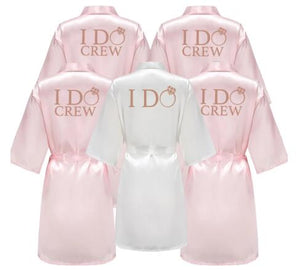 I DO Women Wedding Satin Dressing Gown Personalized Custom Name Bathobe Bridal Party Robes Bridesmaid Robes gift-FrenzyAfricanFashion.com