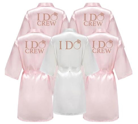 Image of I DO Women Wedding Satin Dressing Gown Personalized Custom Name Bathobe Bridal Party Robes Bridesmaid Robes gift-FrenzyAfricanFashion.com