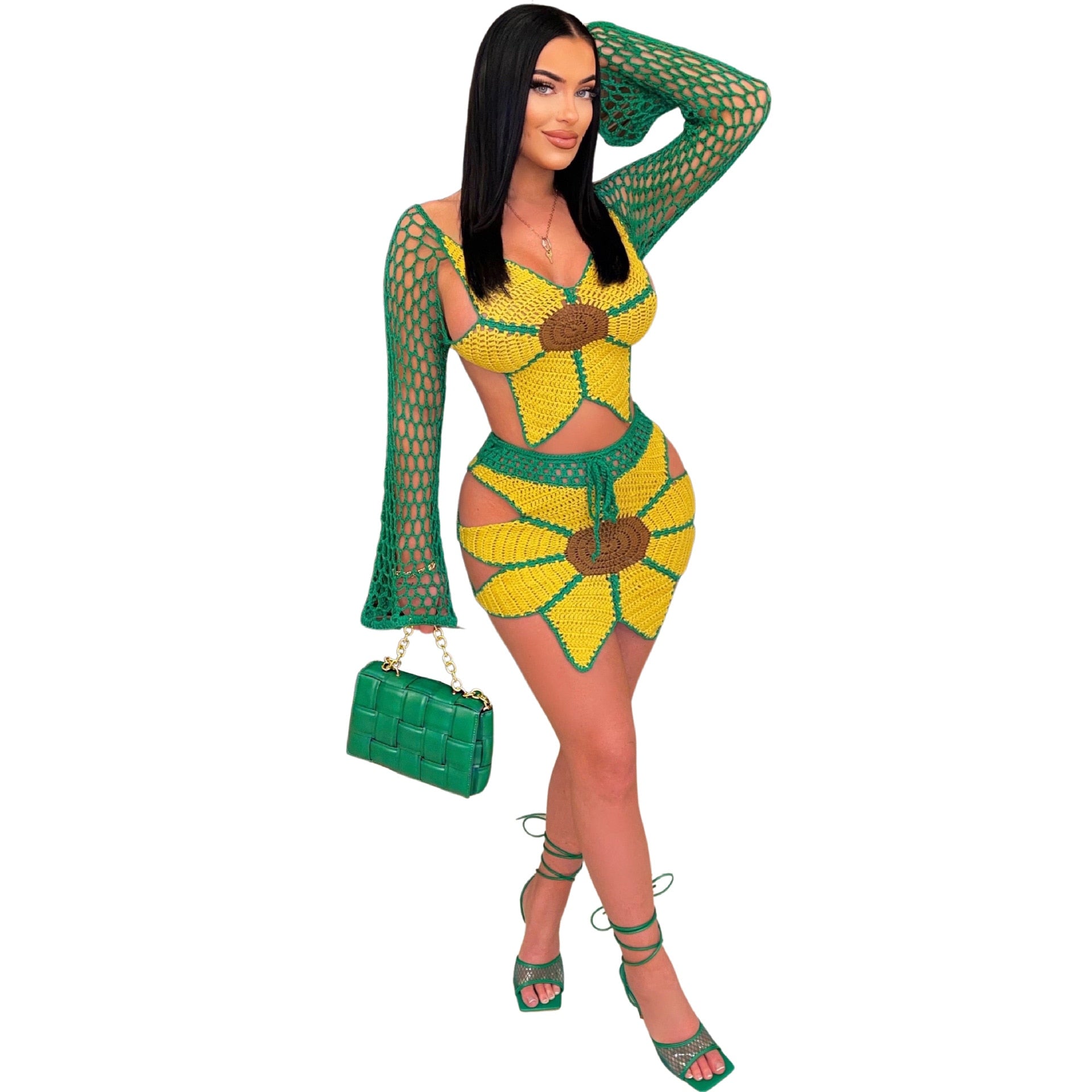 Beach Suit Sexy Hand-crocheted Sunflower Swimsuit Cover Ups-FrenzyAfricanFashion.com