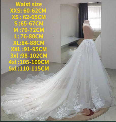 Image of Detachable skirt wedding overskirt, tulle wedding train decorated lace Detachable wedding overskirt custom size-FrenzyAfricanFashion.com