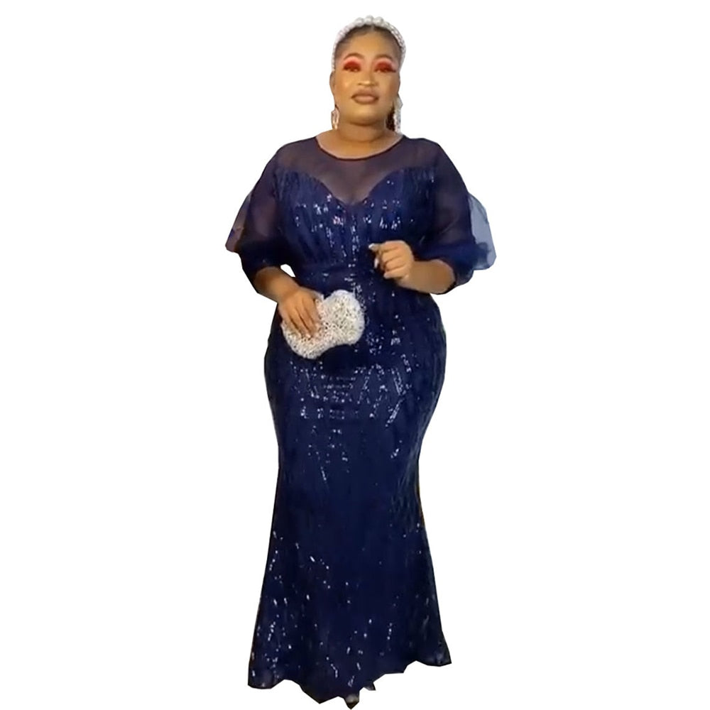 Luxury Evening Dresses Women Plus Size Sequin Mermaid Bodycon Dress-FrenzyAfricanFashion.com