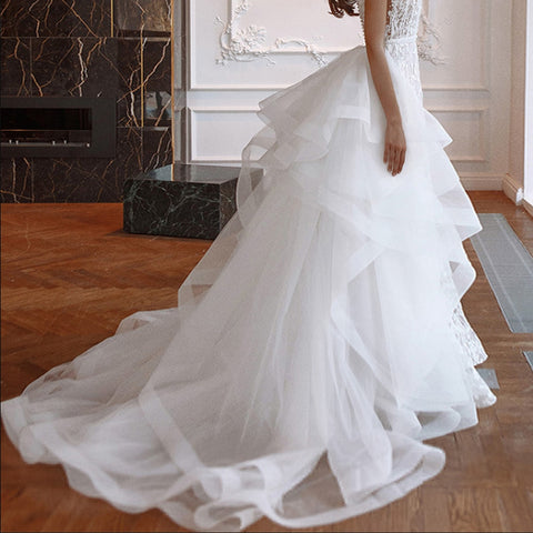 Image of Wedding Detachable Skirt Tiered Tulle Removable Train for Dresses-FrenzyAfricanFashion.com