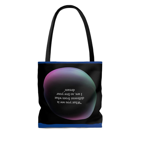 Image of Women Beach Bag | Shopping Blue Tote Bag | Inspirational totes | What you see is different from what I see, so live your dream-FrenzyAfricanFashion.com