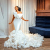 Luxury White Satin Mermaid Wedding Dress-FrenzyAfricanFashion.com