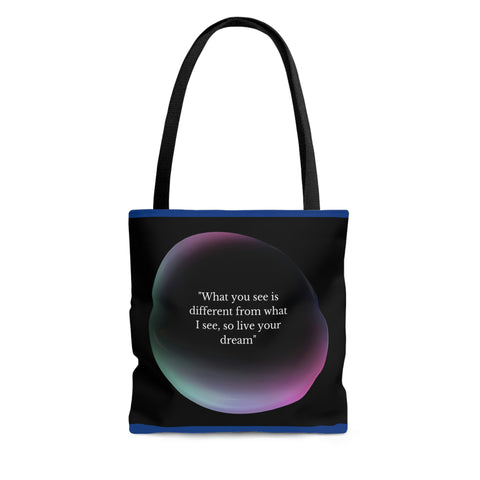 Image of Women Beach Bag | Shopping Blue Tote Bag | Inspirational totes | What you see is different from what I see, so live your dream-FrenzyAfricanFashion.com