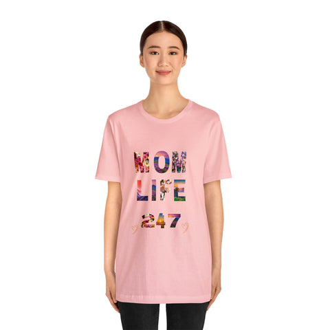 Image of Mom Short Sleeve Tees Shirts | Mom Life 247 | Women Top-FrenzyAfricanFashion.com