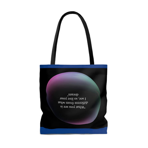 Image of Women Beach Bag | Shopping Blue Tote Bag | Inspirational totes | What you see is different from what I see, so live your dream-FrenzyAfricanFashion.com