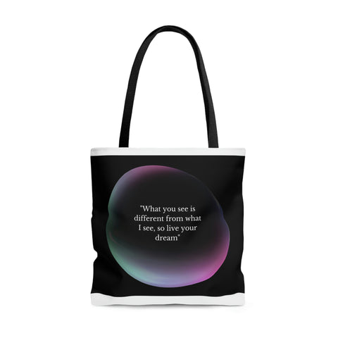 Image of Beach Bag | Shopping Tote Bag | Inspirational totes | What you see is different from what I see, so live your dream | Black and Red Bag-FrenzyAfricanFashion.com