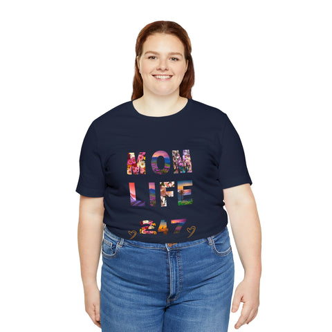 Image of Mom Short Sleeve Tees Shirts | Mom Life 247 | Women Top-FrenzyAfricanFashion.com