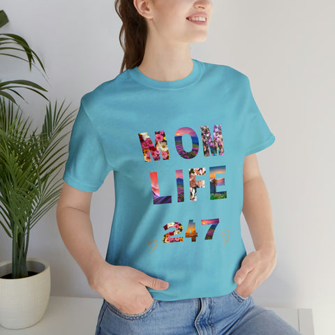 Image of Mom Short Sleeve Tees Shirts | Mom Life 247 | Women Top-FrenzyAfricanFashion.com