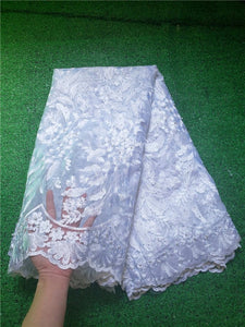 High Quality Latest French Net lace with Stones Fabric Wedding Dresses-FrenzyAfricanFashion.com