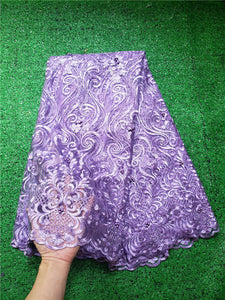 High Quality Latest French Net lace with Stones Fabric Wedding Dresses-FrenzyAfricanFashion.com