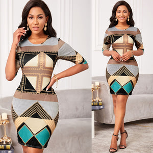 Women Contrast Short Dress-FrenzyAfricanFashion.com