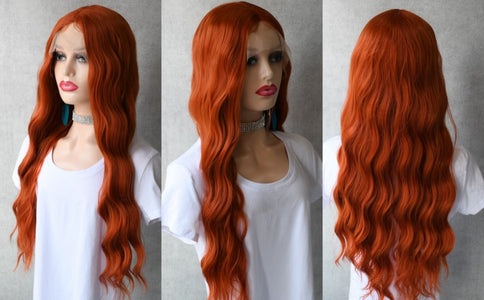 Ginger Orange Lace Front Wig Loose Wave T Lace Wig For Black White Women-FrenzyAfricanFashion.com