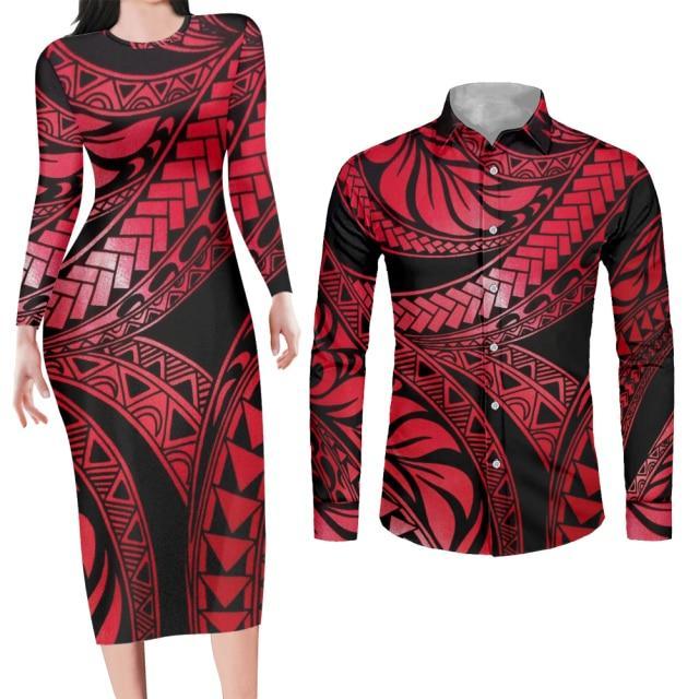 Couples Swag Black Matching Apparel Bodycon Dress and Shirt Engagement Outfits-FrenzyAfricanFashion.com