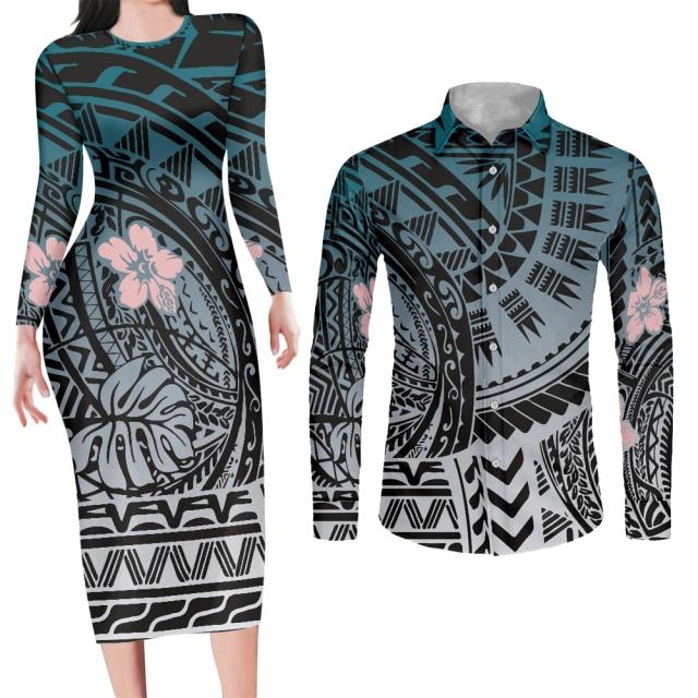 Couples Swag Matching Bodycon Dress and Shirt Engagement Outfits-FrenzyAfricanFashion.com