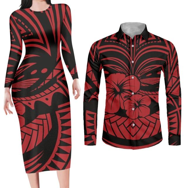 Matching Apparel Bodycon Dress and Shirt Engagement Outfits-FrenzyAfricanFashion.com