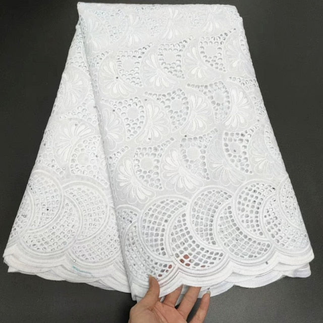 White Cotton Fabric Swiss Voile Lace-FrenzyAfricanFashion.com