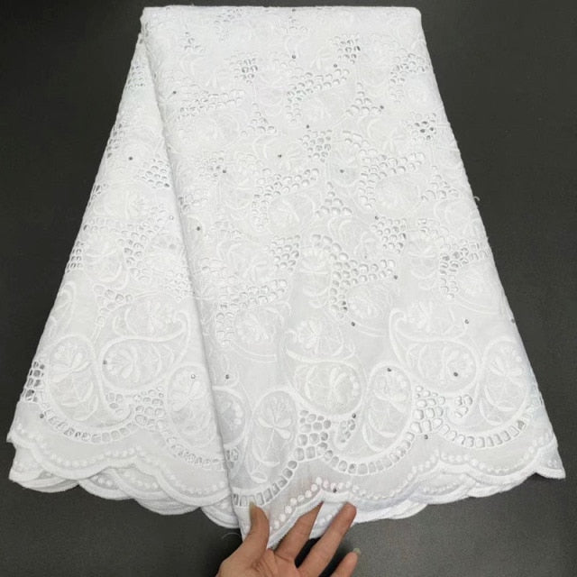 White Cotton Fabric Swiss Voile Lace-FrenzyAfricanFashion.com