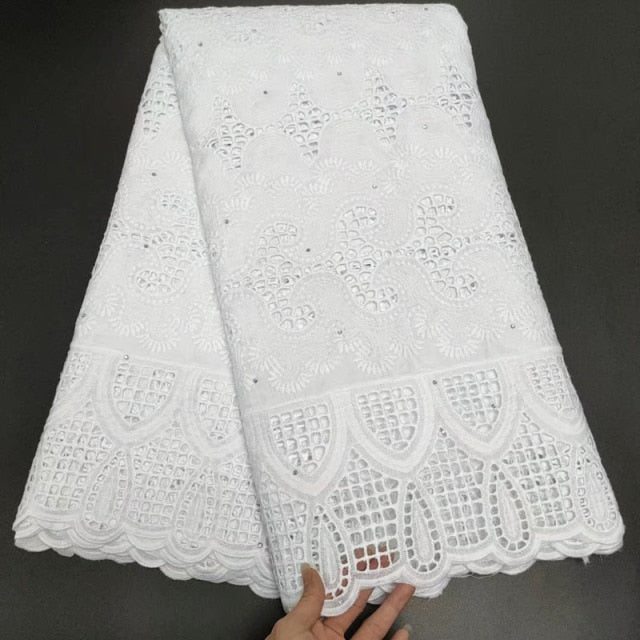 White Cotton Fabric Swiss Voile Lace-FrenzyAfricanFashion.com