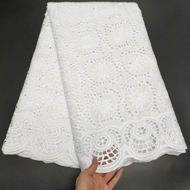 White Cotton Fabric Swiss Voile Lace-FrenzyAfricanFashion.com