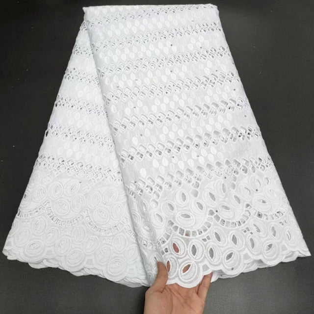 White Cotton Fabric Swiss Voile Lace-FrenzyAfricanFashion.com