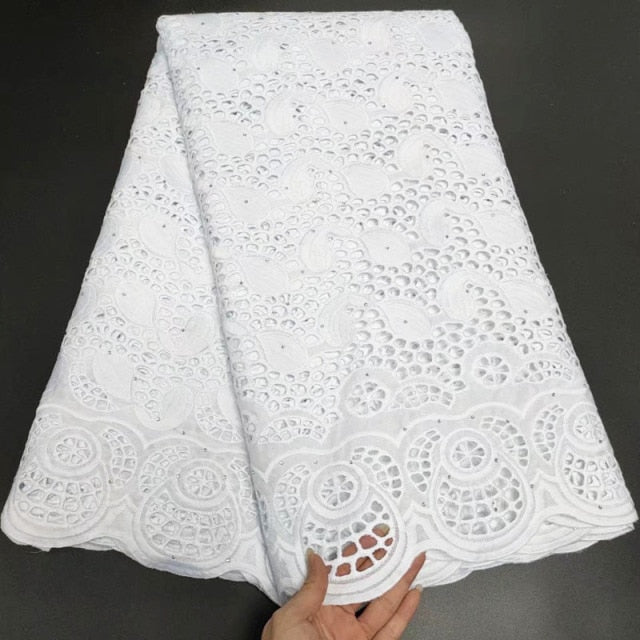 White Cotton Fabric Swiss Voile Lace-FrenzyAfricanFashion.com