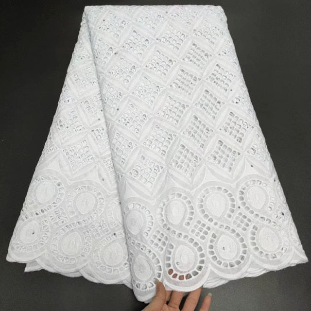 White Cotton Fabric Swiss Voile Lace-FrenzyAfricanFashion.com