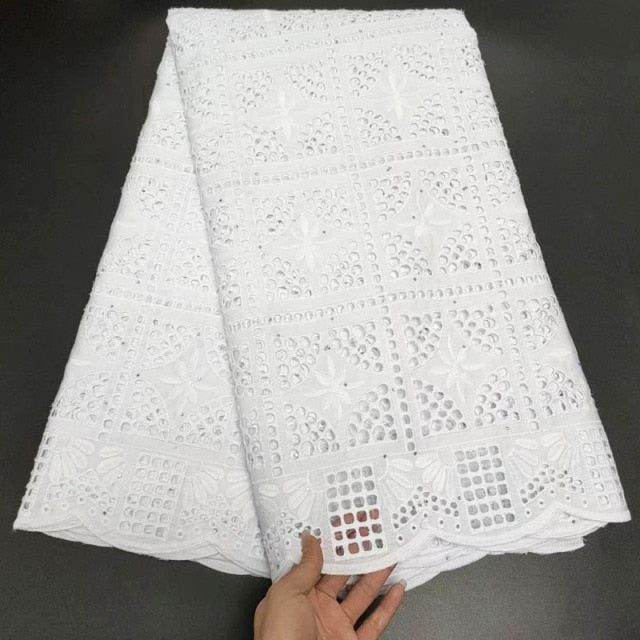 White Cotton Fabric Swiss Voile Lace-FrenzyAfricanFashion.com