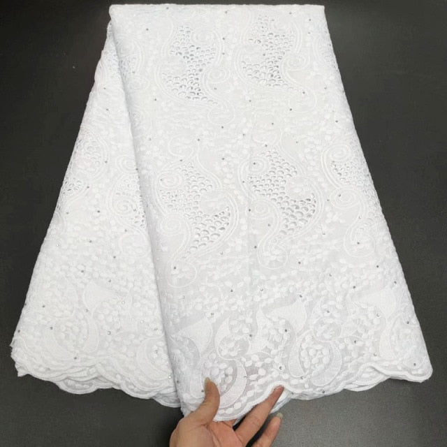 White Cotton Fabric Swiss Voile Lace-FrenzyAfricanFashion.com