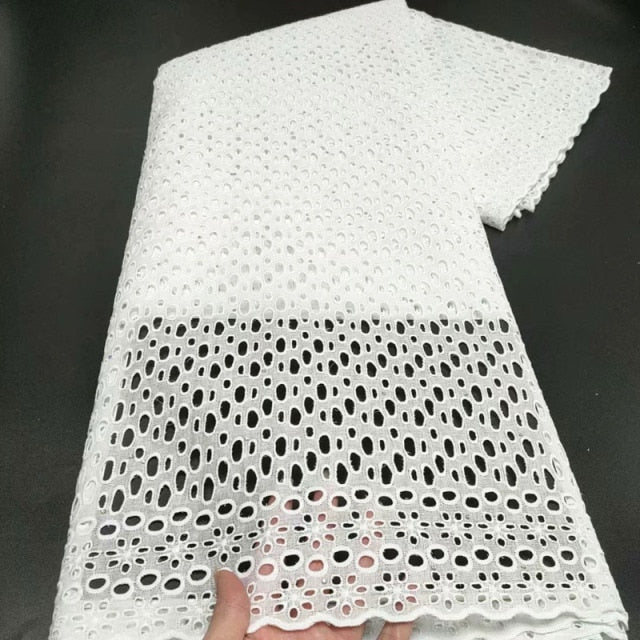 White Cotton Fabric Swiss Voile Lace-FrenzyAfricanFashion.com