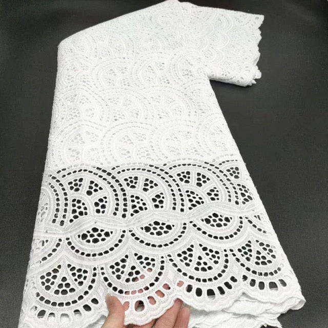 White Cotton Fabric Swiss Voile Lace-FrenzyAfricanFashion.com