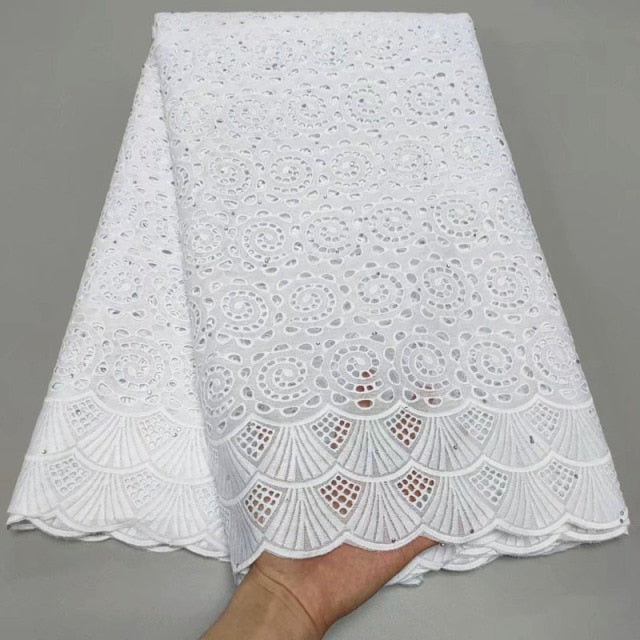 White Cotton Fabric Swiss Voile Lace-FrenzyAfricanFashion.com