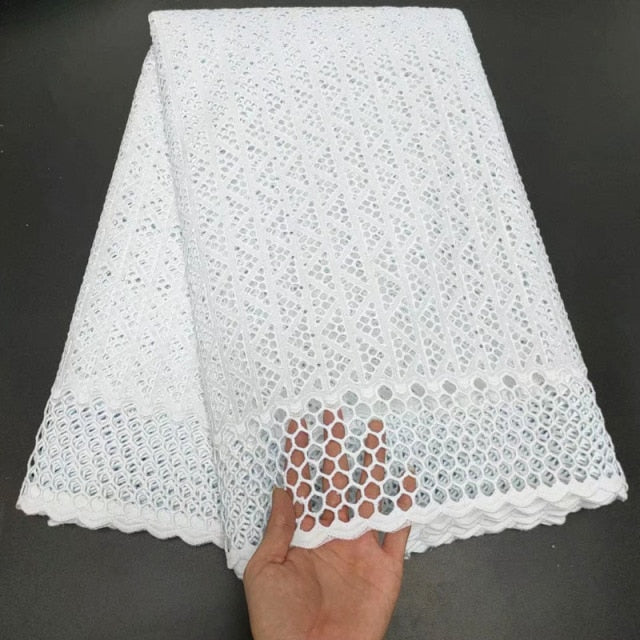 White Cotton Fabric Swiss Voile Lace-FrenzyAfricanFashion.com