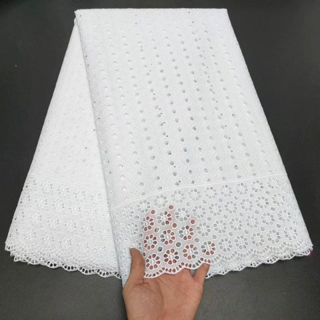 White Cotton Fabric Swiss Voile Lace-FrenzyAfricanFashion.com