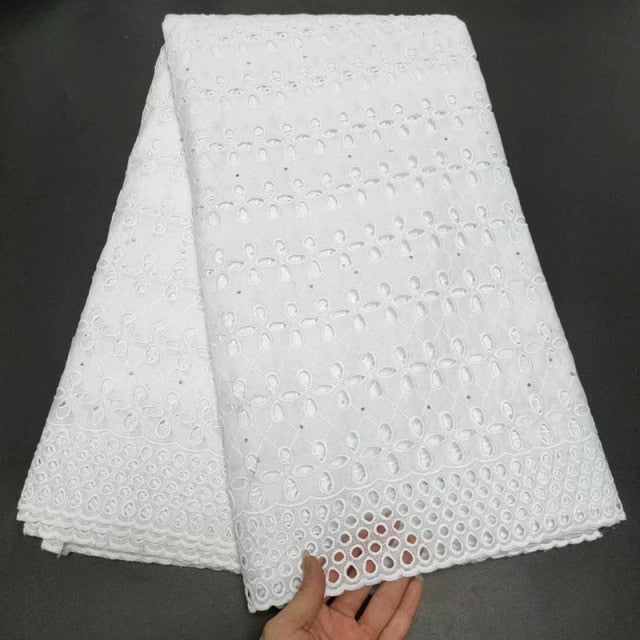 White Cotton Fabric Swiss Voile Lace-FrenzyAfricanFashion.com