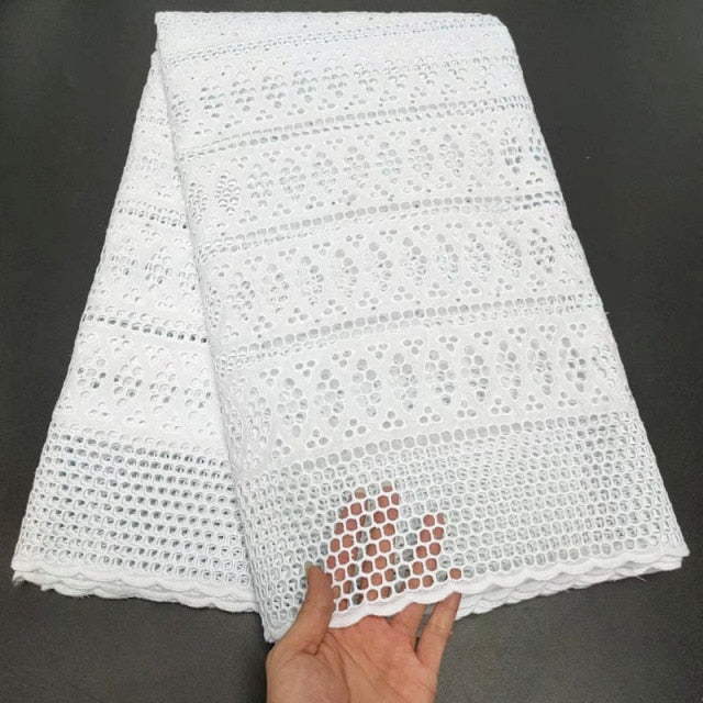 White Cotton Fabric Swiss Voile Lace-FrenzyAfricanFashion.com