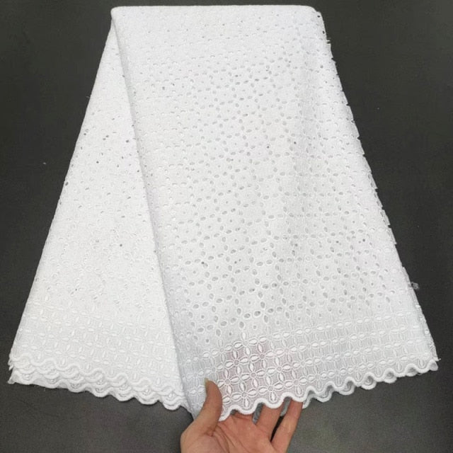 White Cotton Fabric Swiss Voile Lace-FrenzyAfricanFashion.com