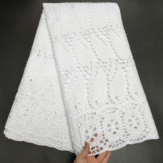 White Cotton Fabric Swiss Voile Lace-FrenzyAfricanFashion.com