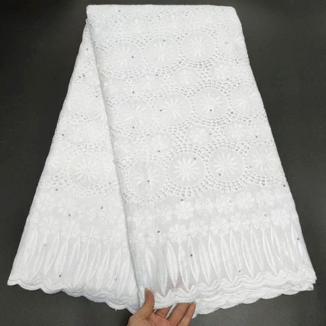 White Cotton Fabric Swiss Voile Lace-FrenzyAfricanFashion.com