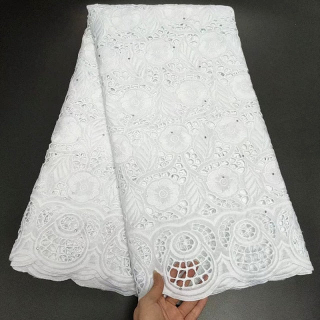 White Cotton Fabric Swiss Voile Lace-FrenzyAfricanFashion.com