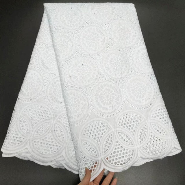 White Cotton Fabric Swiss Voile Lace-FrenzyAfricanFashion.com