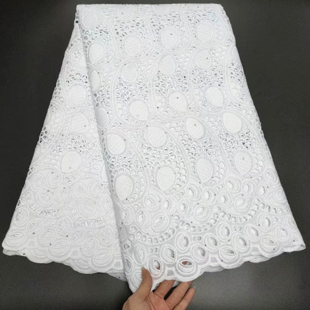 White Cotton Fabric Swiss Voile Lace-FrenzyAfricanFashion.com