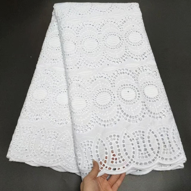 White Cotton Fabric Swiss Voile Lace-FrenzyAfricanFashion.com