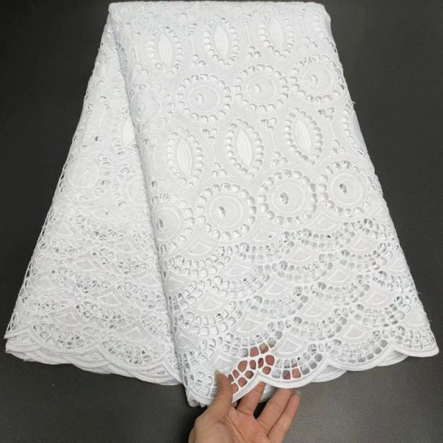 White Cotton Fabric Swiss Voile Lace-FrenzyAfricanFashion.com