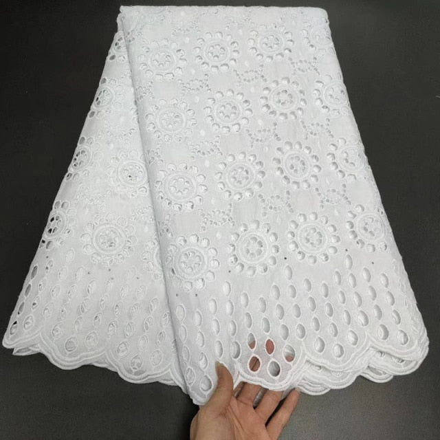 White Cotton Fabric Swiss Voile Lace-FrenzyAfricanFashion.com