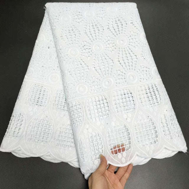 White Cotton Fabric Swiss Voile Lace-FrenzyAfricanFashion.com